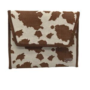 WKND WYFR Brown & White Fabric Cow Print Clutch